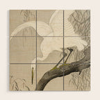 Heron sitting on a tree  - Vintage Japanese Woodblock Print Art Wood Wall Art Gallery Image 1