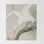 Heron sitting on a tree  - Vintage Japanese Woodblock Print Art Throw Blanket Gallery Image 2