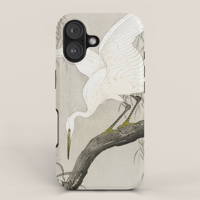 Heron sitting on a tree  - Vintage Japanese Woodblock Print Art iPhone Case Gallery Image 1