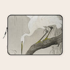 Heron sitting on a tree  - Vintage Japanese Woodblock Print Art Laptop Sleeve Gallery Image 1