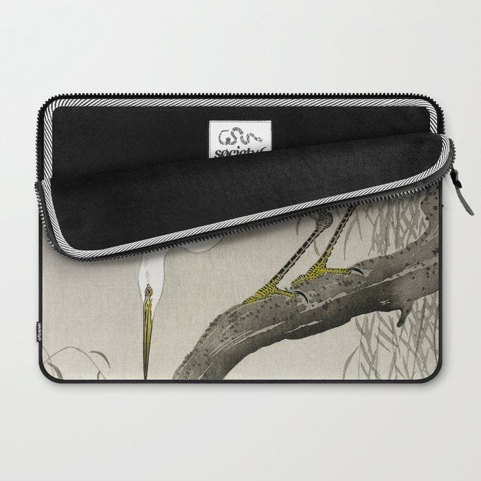 Heron sitting on a tree  - Vintage Japanese Woodblock Print Art Laptop Sleeve Gallery Image 2
