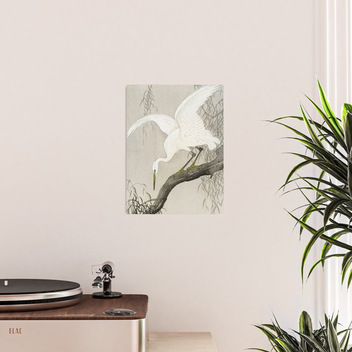 Heron sitting on a tree  - Vintage Japanese Woodblock Print Art Poster Gallery Image 2