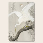 Heron sitting on a tree  - Vintage Japanese Woodblock Print Art Cutting Board Gallery Image 1
