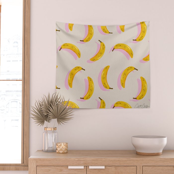 Banana Pattern - Pink Palette Wall Tapestry Gallery Image 2