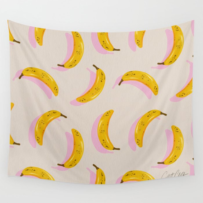 Banana Pattern - Pink Palette Wall Tapestry Gallery Image 4