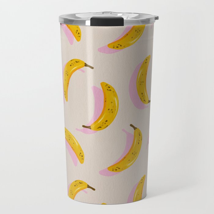 Banana Pattern - Pink Palette Travel Mug Gallery Image 1