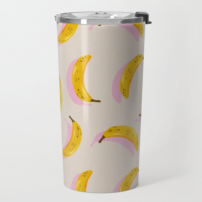 Banana Pattern - Pink Palette Travel Mug Gallery Image 2