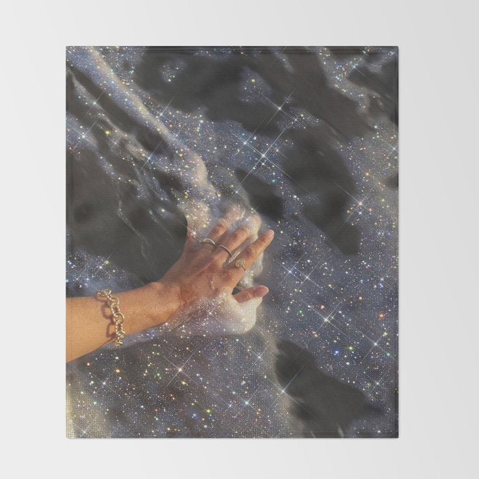 SUMMER, I MISS YOU | collage | waves | ocean | sea | summer | vacation | happy | touch | blue  Throw Blanket Gallery Image 2