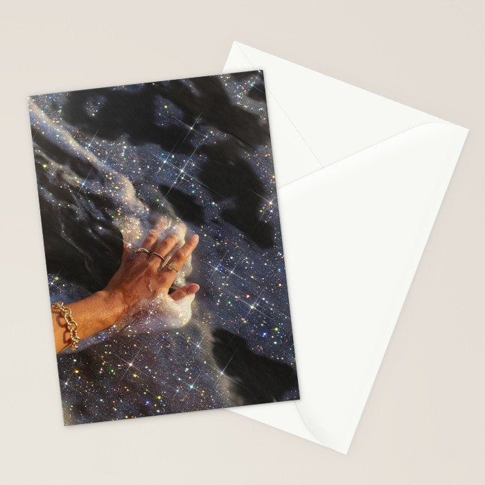 SUMMER, I MISS YOU | collage | waves | ocean | sea | summer | vacation | happy | touch | blue  Stationery Card Gallery Image 2