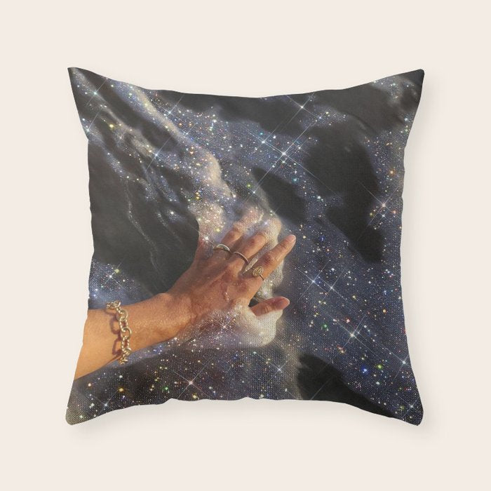 SUMMER, I MISS YOU | collage | waves | ocean | sea | summer | vacation | happy | touch | blue  Throw Pillow Gallery Image 6