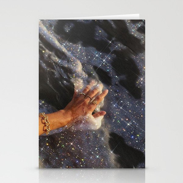 SUMMER, I MISS YOU | collage | waves | ocean | sea | summer | vacation | happy | touch | blue  Stationery Card Gallery Image 1