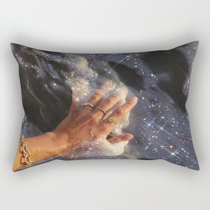 SUMMER, I MISS YOU | collage | waves | ocean | sea | summer | vacation | happy | touch | blue  Rectangular Pillow Gallery Image 2