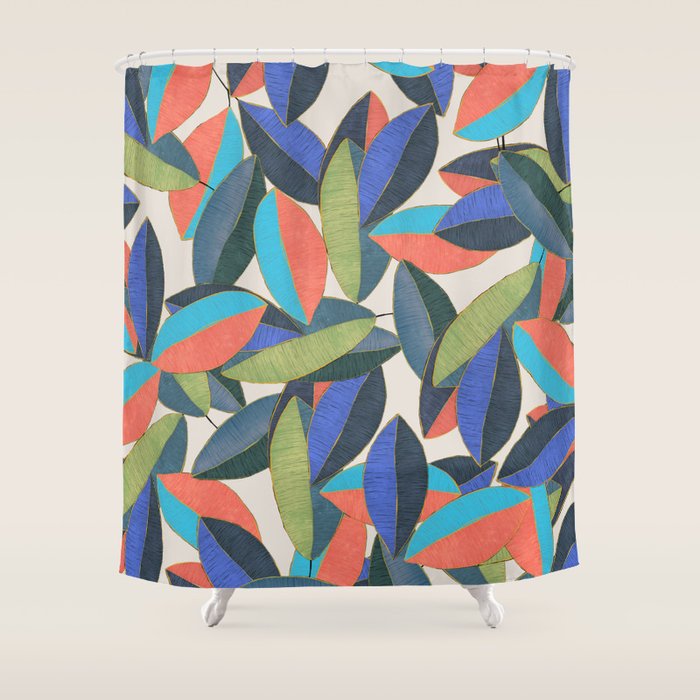 Tropical Ficus leaves #botanic Shower Curtain Gallery Image 1