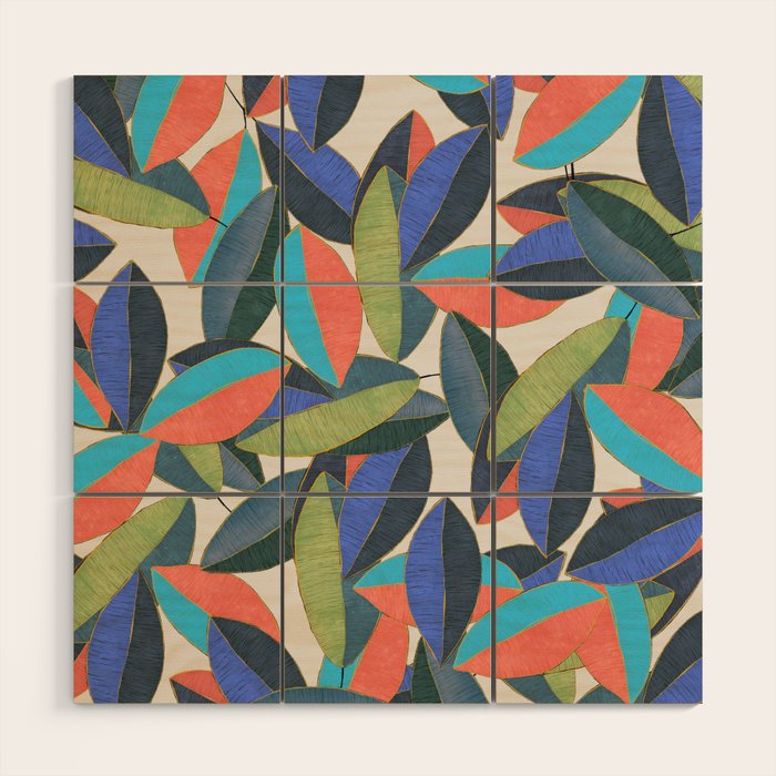 Tropical Ficus leaves #botanic Wood Wall Art Gallery Image 1