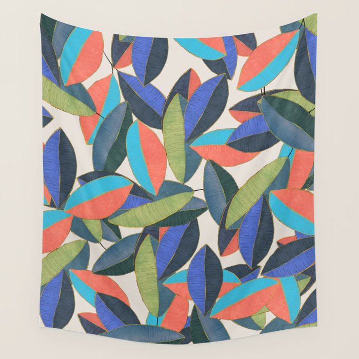 Tropical Ficus leaves #botanic Wall Tapestry Gallery Image 1