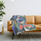 Tropical Ficus leaves #botanic Throw Blanket Gallery Image 1