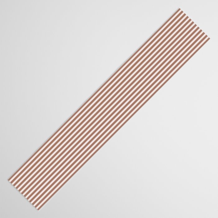Fine Stripes Narrow Vertical Stripe Pattern in Mocha Brown Table Runner Gallery Image 3