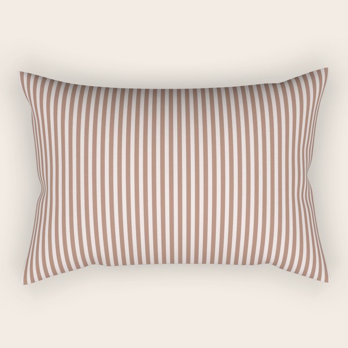 Fine Stripes Narrow Vertical Stripe Pattern in Mocha Brown Rectangular Pillow Gallery Image 1