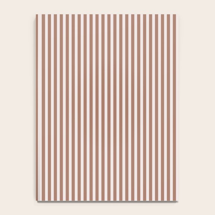 Fine Stripes Narrow Vertical Stripe Pattern in Mocha Brown Notebook Gallery Image 4