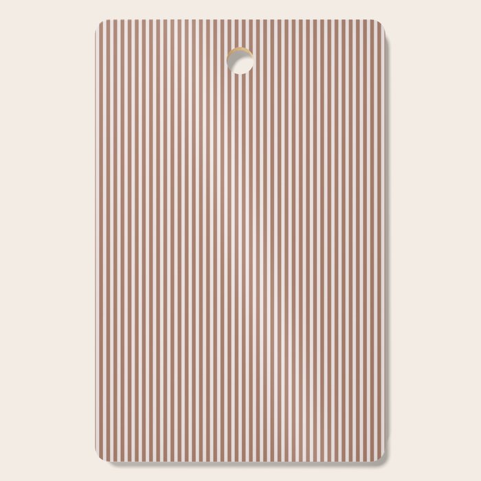 Fine Stripes Narrow Vertical Stripe Pattern in Mocha Brown Cutting Board Gallery Image 1