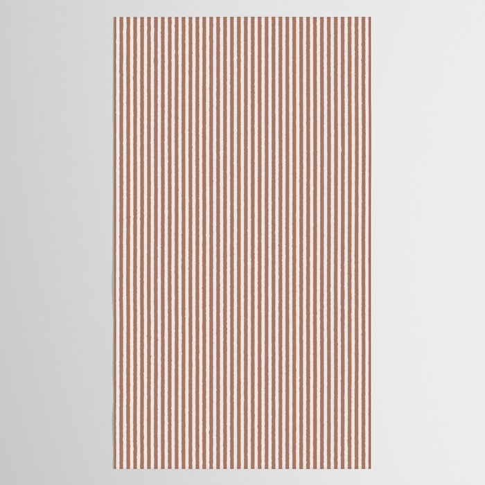 Fine Stripes Narrow Vertical Stripe Pattern in Mocha Brown Tablecloth Gallery Image 2