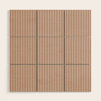 Fine Stripes Narrow Vertical Stripe Pattern in Mocha Brown Wood Wall Art Gallery Image 1