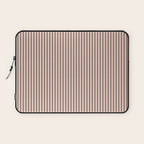 Fine Stripes Narrow Vertical Stripe Pattern in Mocha Brown Laptop Sleeve Gallery Image 1