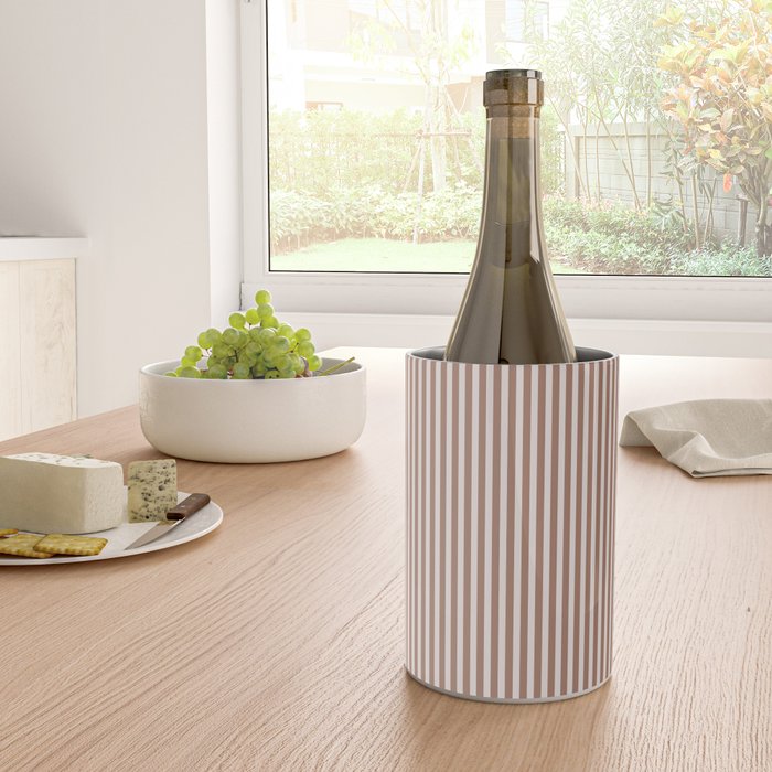 Fine Stripes Narrow Vertical Stripe Pattern in Mocha Brown Wine Chiller Gallery Image 4