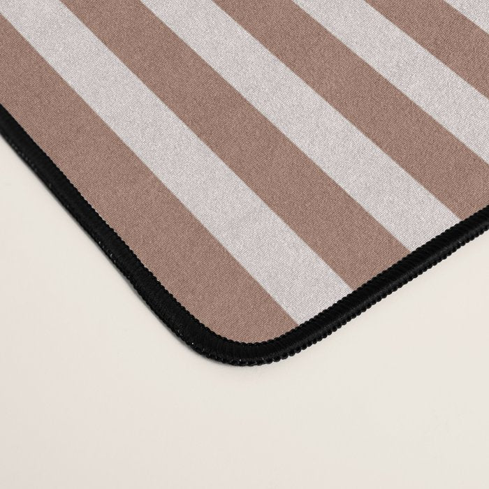 Fine Stripes Narrow Vertical Stripe Pattern in Mocha Brown Desk Mat Gallery Image 4