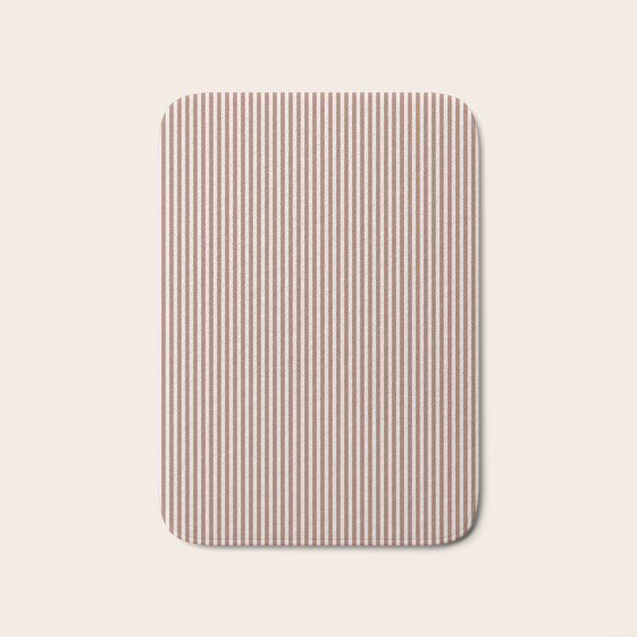 Fine Stripes Narrow Vertical Stripe Pattern in Mocha Brown Bath Mat Gallery Image 1