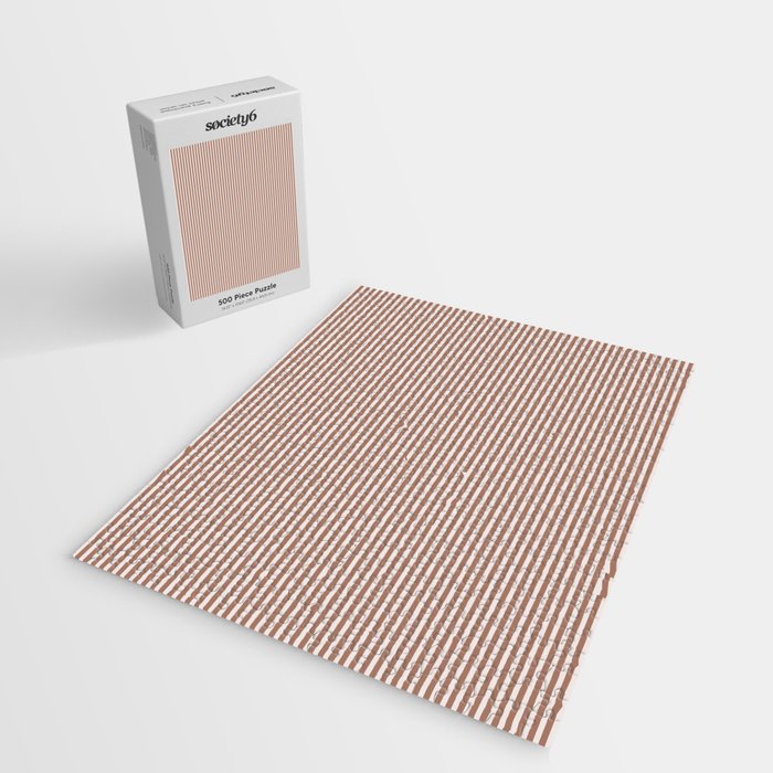 Fine Stripes Narrow Vertical Stripe Pattern in Mocha Brown Jigsaw Puzzle Gallery Image 2
