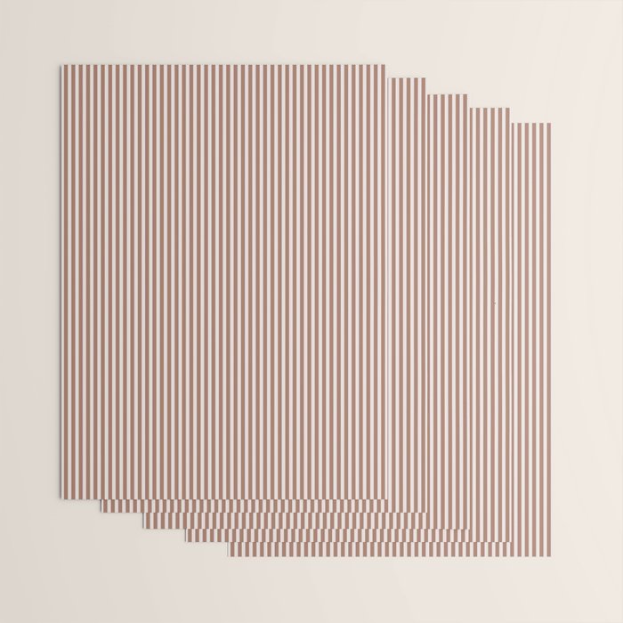 Fine Stripes Narrow Vertical Stripe Pattern in Mocha Brown Wrapping Paper Gallery Image 3