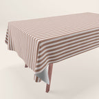 Fine Stripes Narrow Vertical Stripe Pattern in Mocha Brown Tablecloth Gallery Image 1