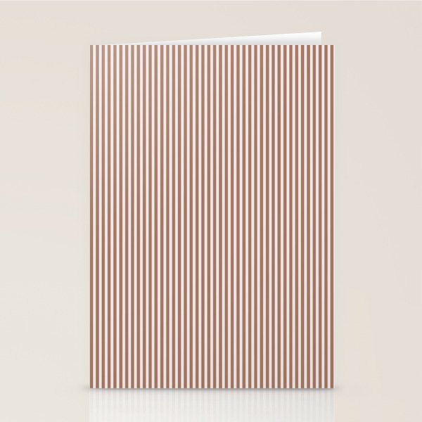 Fine Stripes Narrow Vertical Stripe Pattern in Mocha Brown Stationery Card Gallery Image 2