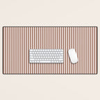 Fine Stripes Narrow Vertical Stripe Pattern in Mocha Brown Desk Mat Gallery Image 1
