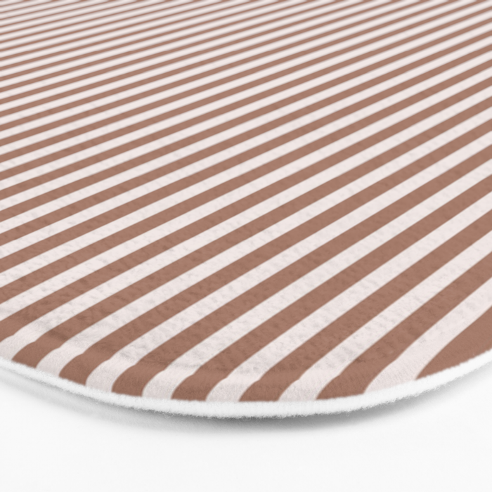 Fine Stripes Narrow Vertical Stripe Pattern in Mocha Brown Bath Mat Gallery Image 3