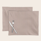Fine Stripes Narrow Vertical Stripe Pattern in Mocha Brown Placemat Gallery Image 1