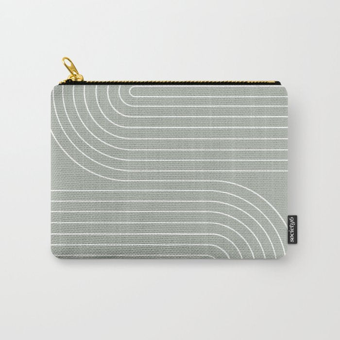 Minimal Line Curvature LXXXIX Pastel Sage Green Mid Century Modern Arch Abstract Carry All Pouch Gallery Image 1