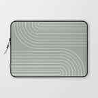 Minimal Line Curvature LXXXIX Pastel Sage Green Mid Century Modern Arch Abstract Laptop Sleeve Gallery Image 1