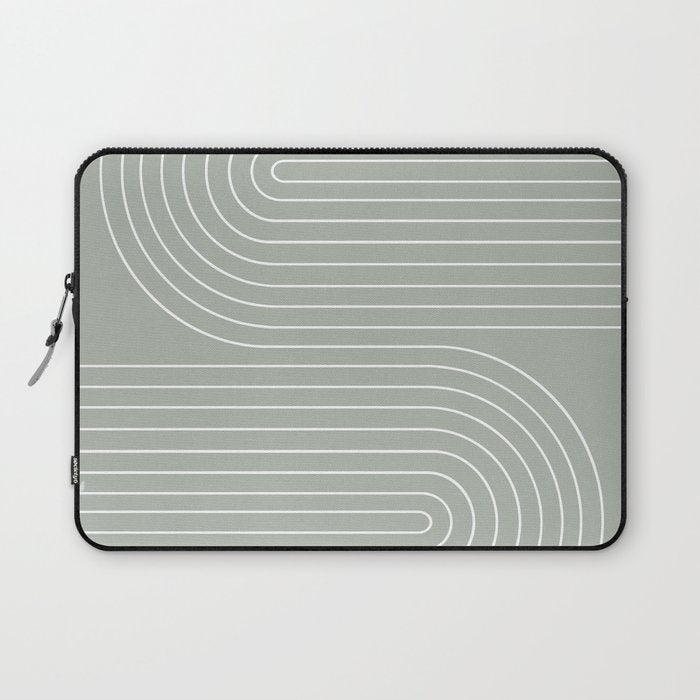 Minimal Line Curvature LXXXIX Pastel Sage Green Mid Century Modern Arch Abstract Laptop Sleeve Gallery Image 1