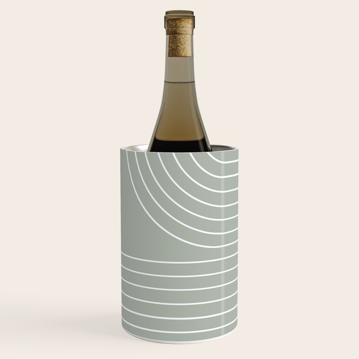 Minimal Line Curvature LXXXIX Pastel Sage Green Mid Century Modern Arch Abstract Wine Chiller Gallery Image 2