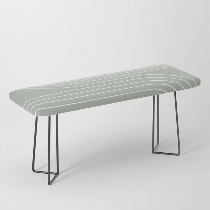 Minimal Line Curvature LXXXIX Pastel Sage Green Mid Century Modern Arch Abstract Bench Gallery Image 1