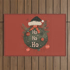 Festive Ho Ho Ho Bauble Red  Outdoor Rug Gallery Image 1