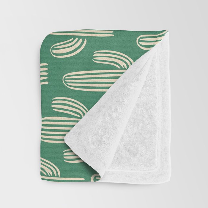 Retro green cactus plant pattern Throw Blanket Gallery Image 3