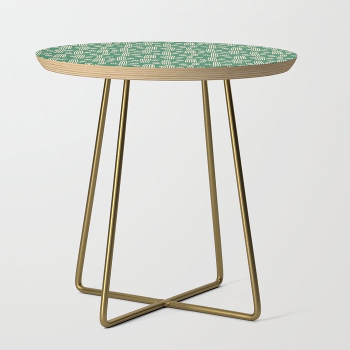 Retro green cactus plant pattern Side Table Gallery Image 1