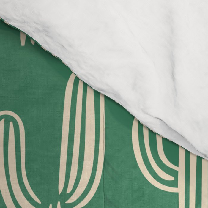 Retro green cactus plant pattern Comforter Gallery Image 4
