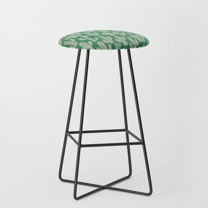Retro green cactus plant pattern Stool Gallery Image 1