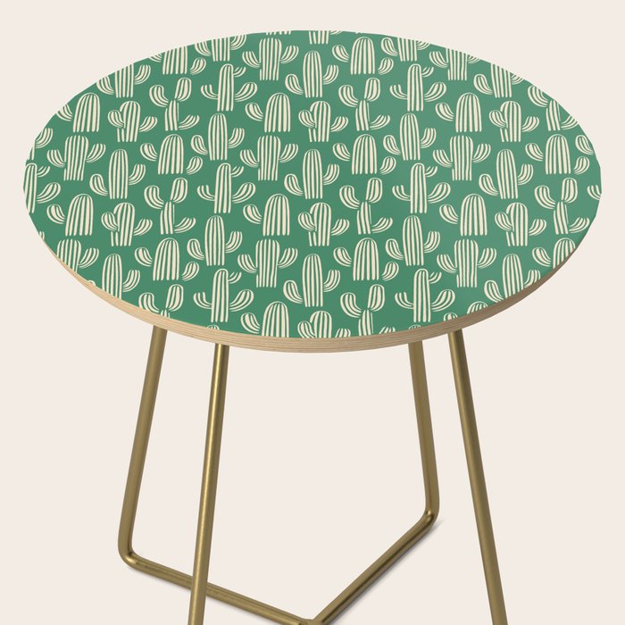 Retro green cactus plant pattern Side Table Gallery Image 2