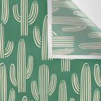 Retro green cactus plant pattern Wall Tapestry Gallery Image 3