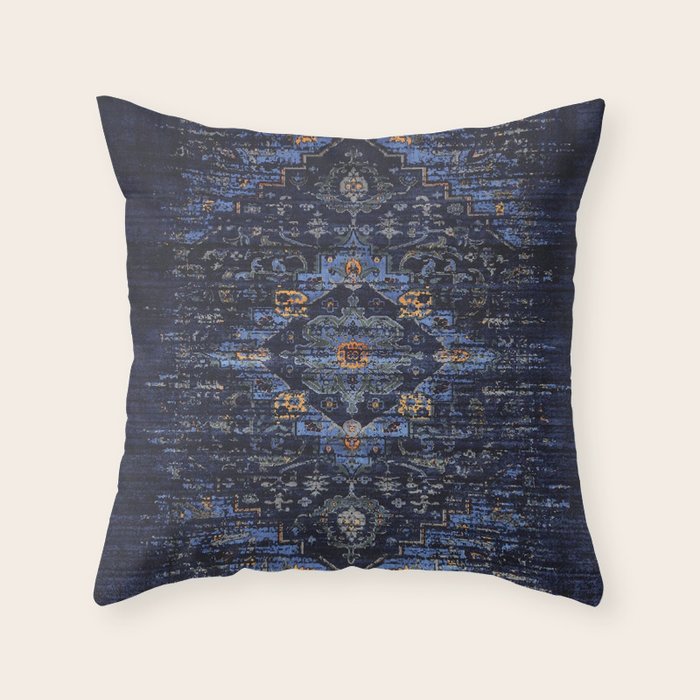 Dark Vintage Traditional Oriental Rug Throw Pillow Gallery Image 6